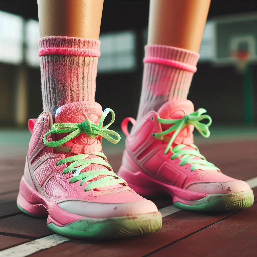 pink basketball shoes